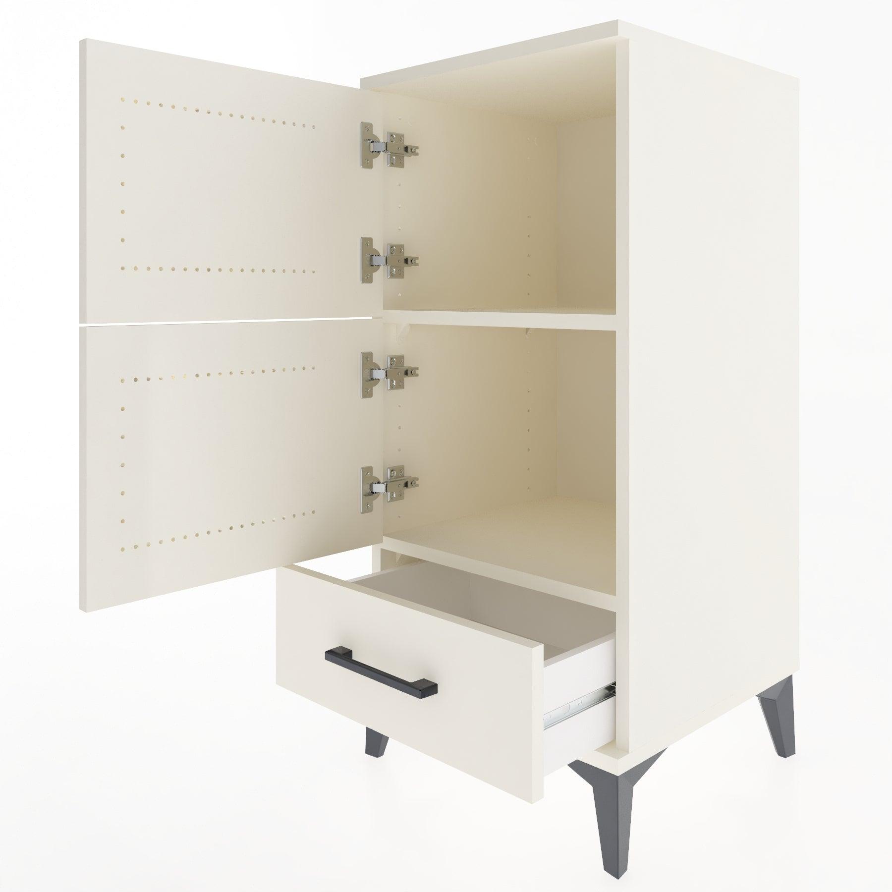 Woodntry Modular Nightstand Moonstone 44x44x84 cm with Cover and Drawer KC38-1