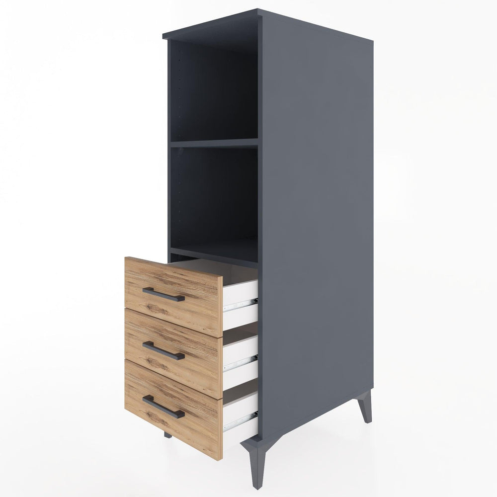 Woodntry Modular Cabinet Anthracite 44x30x122 cm with Drawers and Shelves CR116-2