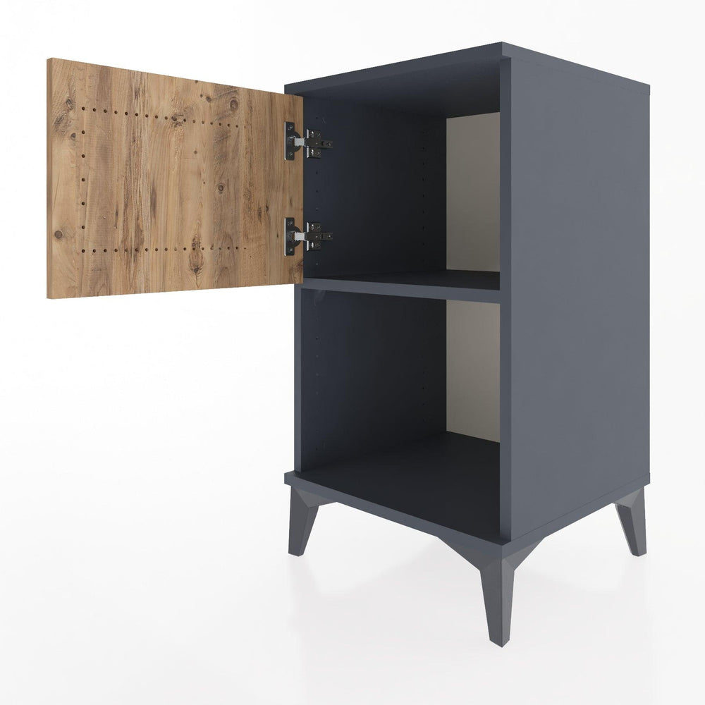 Woodntry Modular Nightstand Anthracite 44x44x68 cm with Cover and Shelf KR16-2