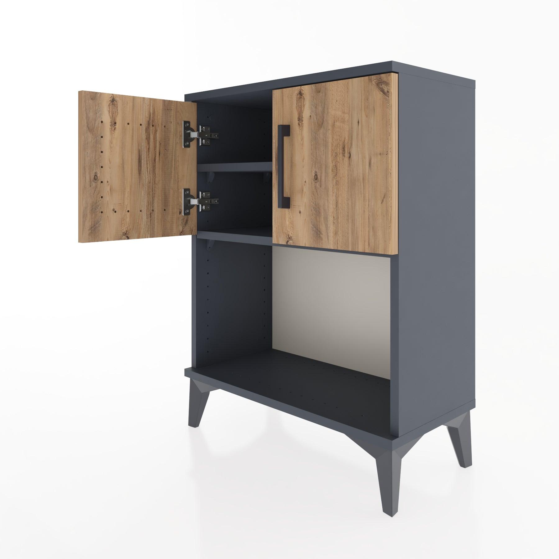 Woodntry Modular Nightstand Anthracite 60x30x68 cm with Cover and Shelf KR16-2