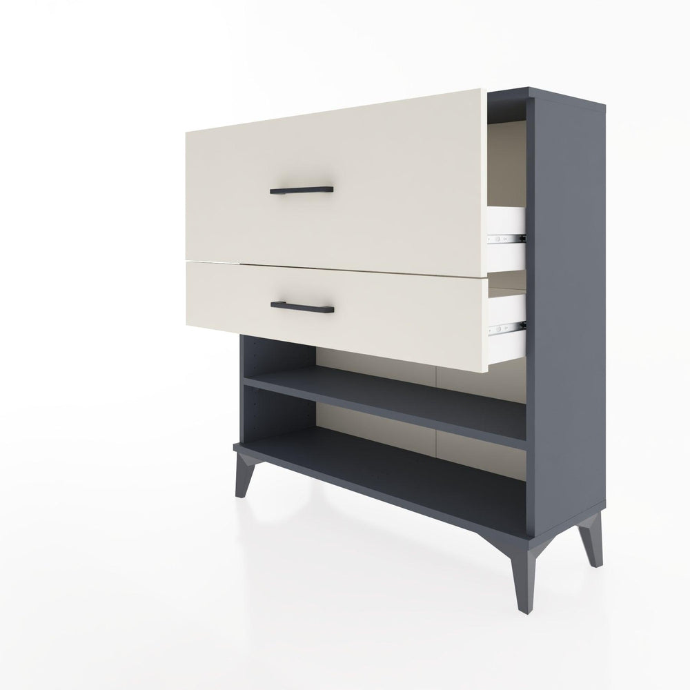 Woodntry Modüler Şifonyer Antrasit 88x30x84 cm Çekmeceli ve Raflı CR16-2