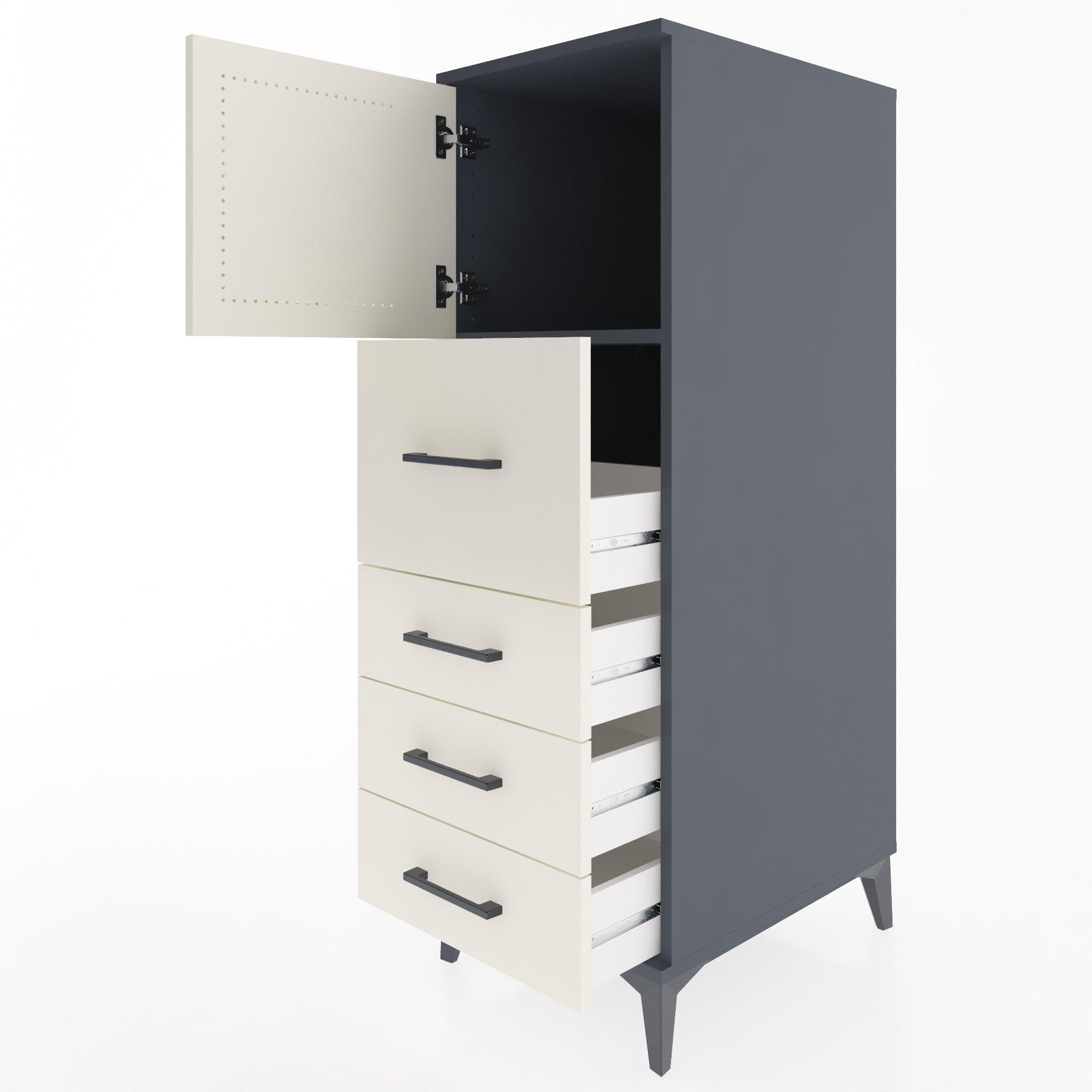 Woodntry Modular Cabinet Anthracite 44x30x122 cm with Doors and Drawers KC16-2