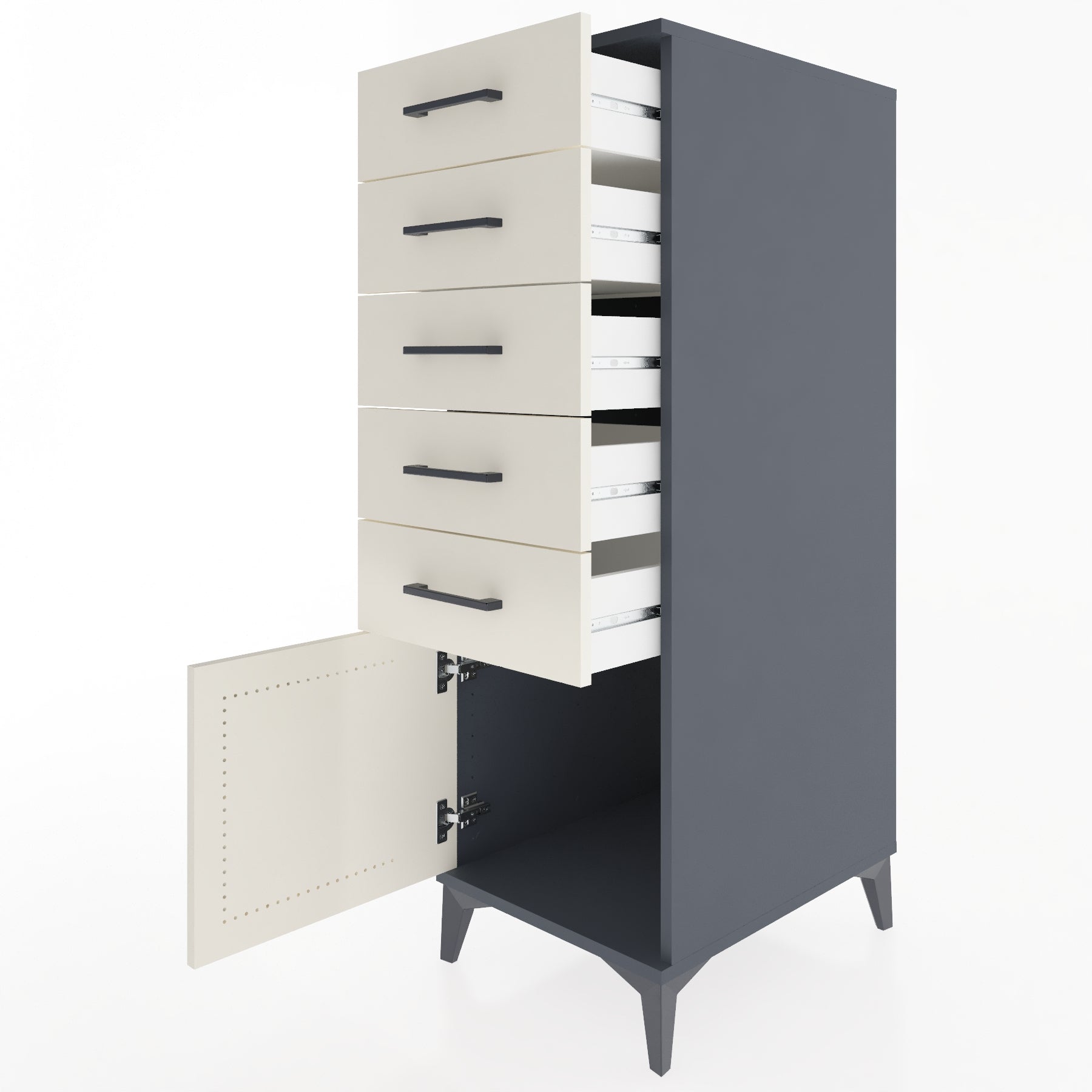Woodntry Modular Cabinet Anthracite 44x59x122 cm with Doors and Drawers KC66-2