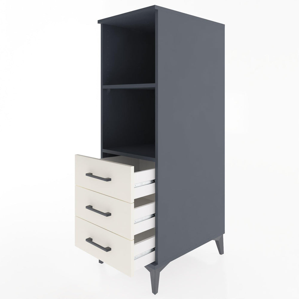 Woodntry Modüler Dolap Antrasit 44x59x122 cm Çekmeceli ve Raflı CR116-2