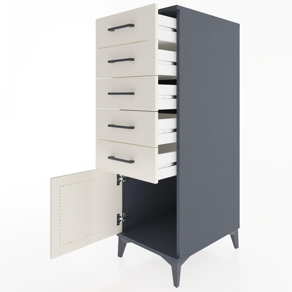 Woodntry Modular Cabinet Anthracite 44x30x122 cm with Doors and Drawers KC66-2