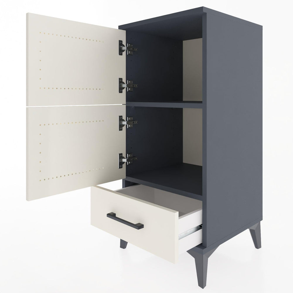 Woodntry Modular Nightstand Anthracite 44x44x84 cm with Cover and Drawer KC38-2