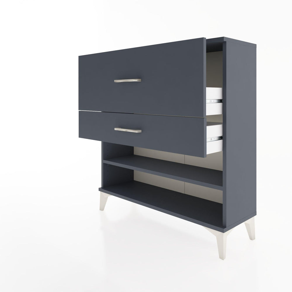 Woodntry Modüler Şifonyer Antrasit 88x30x84 cm Çekmeceli ve Raflı CR16-2