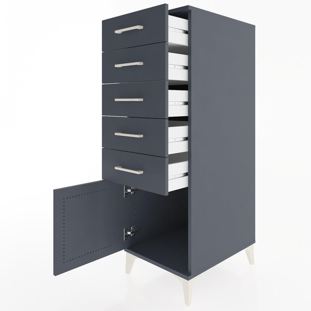 Woodntry Modular Cabinet Anthracite 44x30x122 cm with Doors and Drawers KC66-2