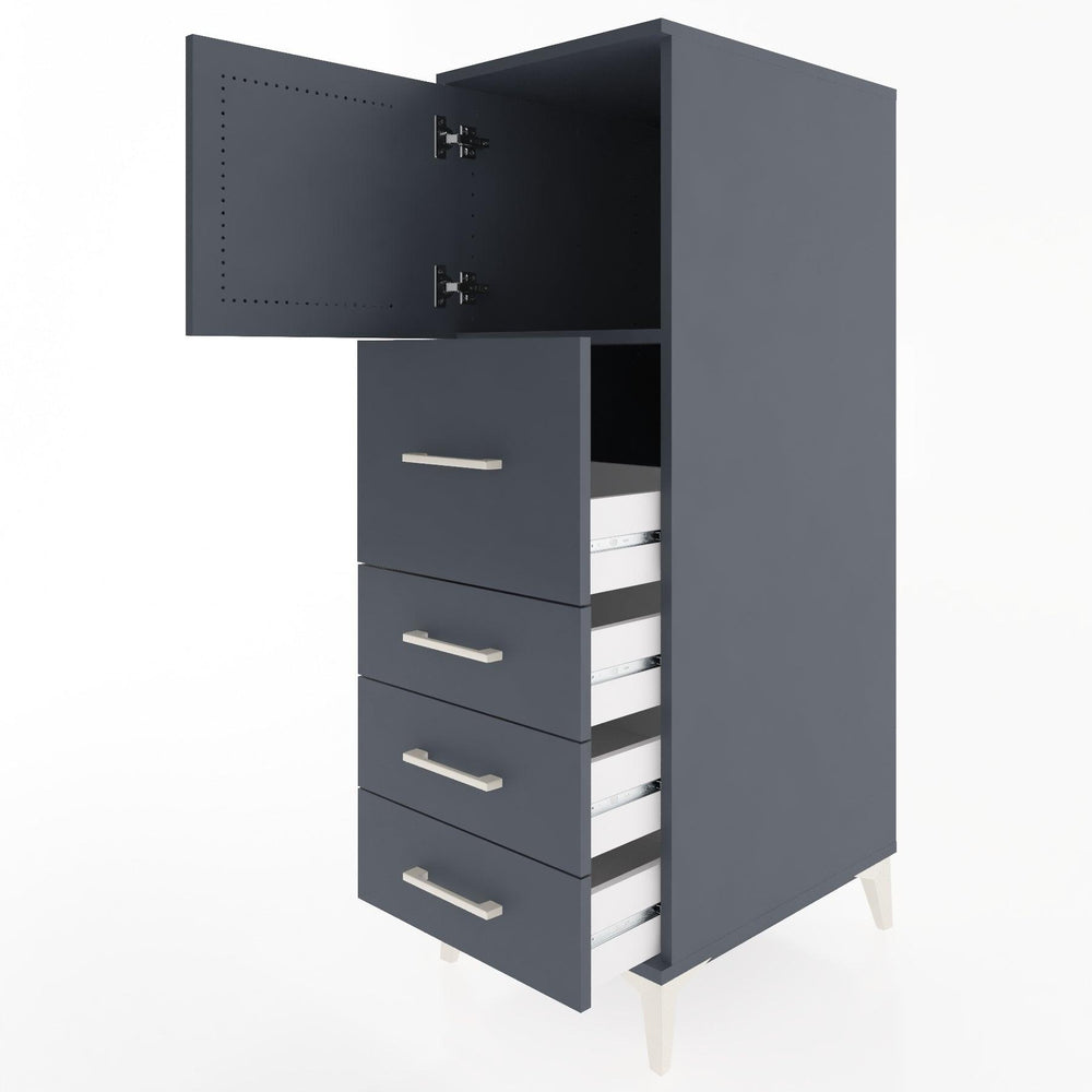 Woodntry Modüler Dolap Antrasit 44x59x122 cm Kapaklı ve Çekmeceli KC16-2