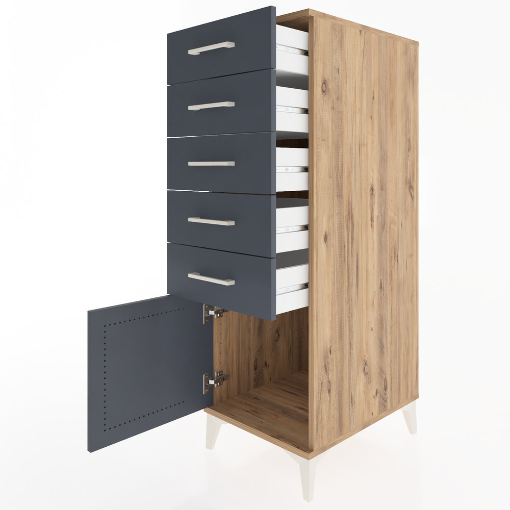 Woodntry Modular Cabinet Pine 44x59x122 cm with Doors and Drawers KC66-3