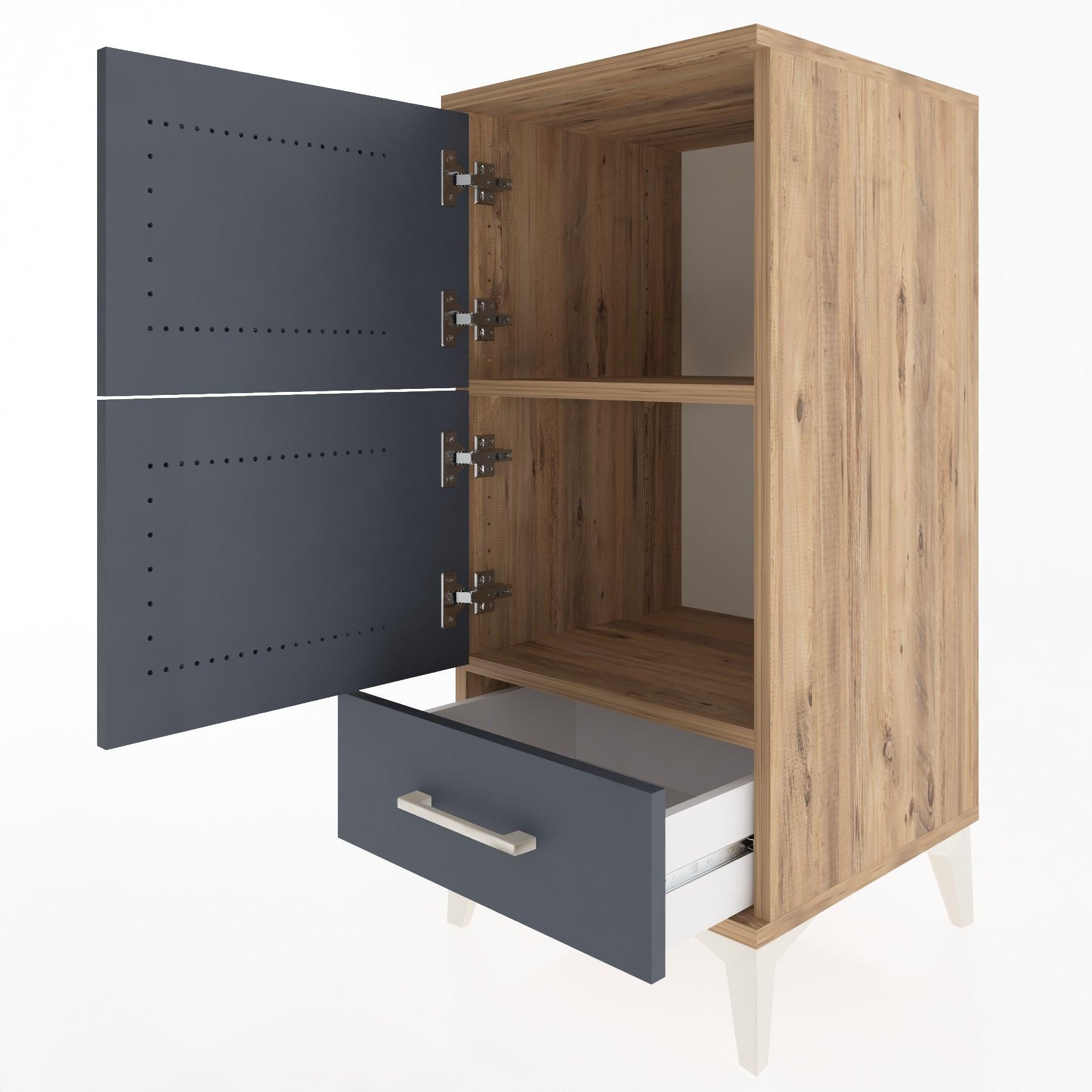Woodntry Modular Nightstand Pine 44x44x84 cm with Cover and Drawer KC38-3