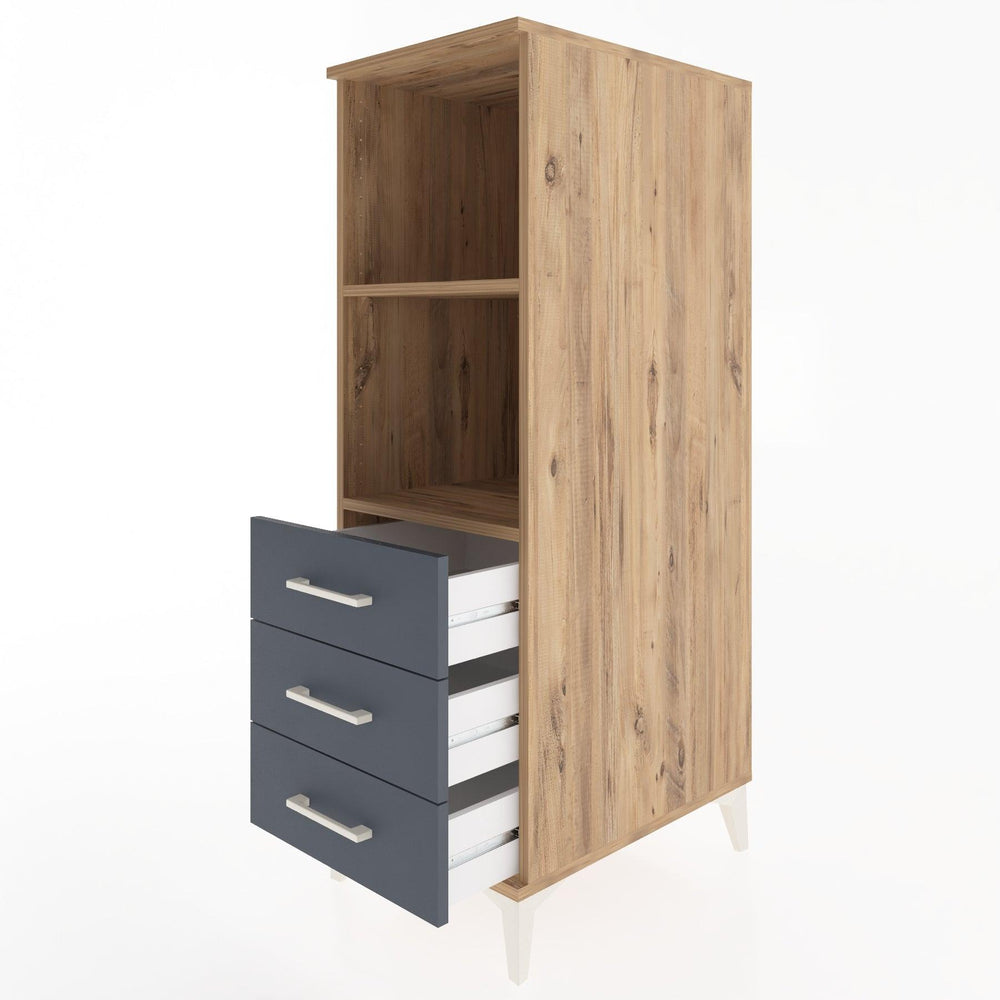 Woodntry Modüler Dolap Çam 44x30x122 cm Çekmeceli ve Raflı CR116-3