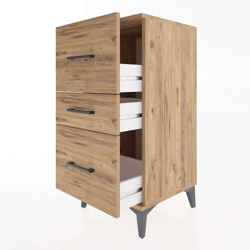 Woodntry Modüler Komodin Çam 44x44x84 cm Çekmeceli C16-3