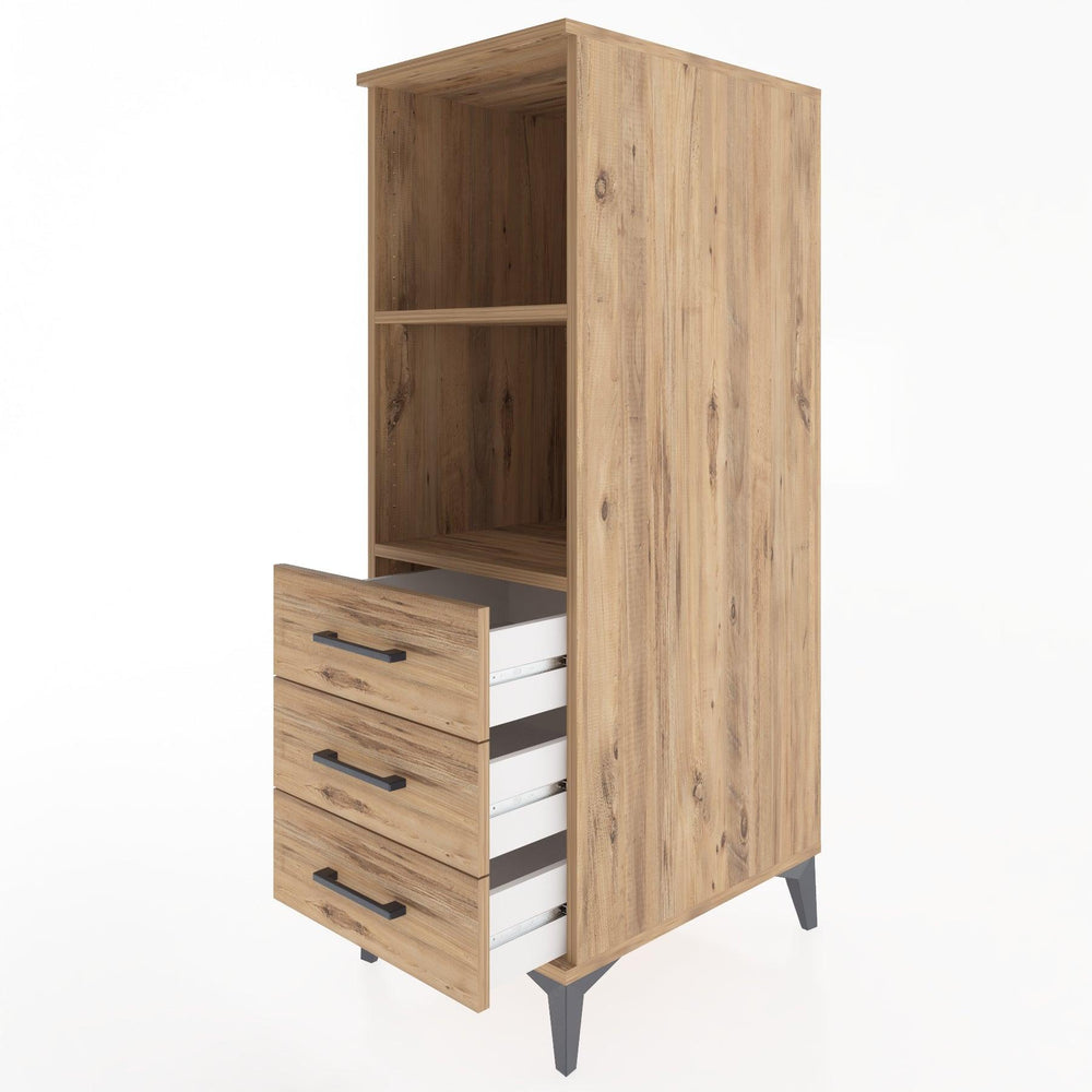 Woodntry Modüler Dolap Çam 44x30x122 cm Çekmeceli ve Raflı CR116-3