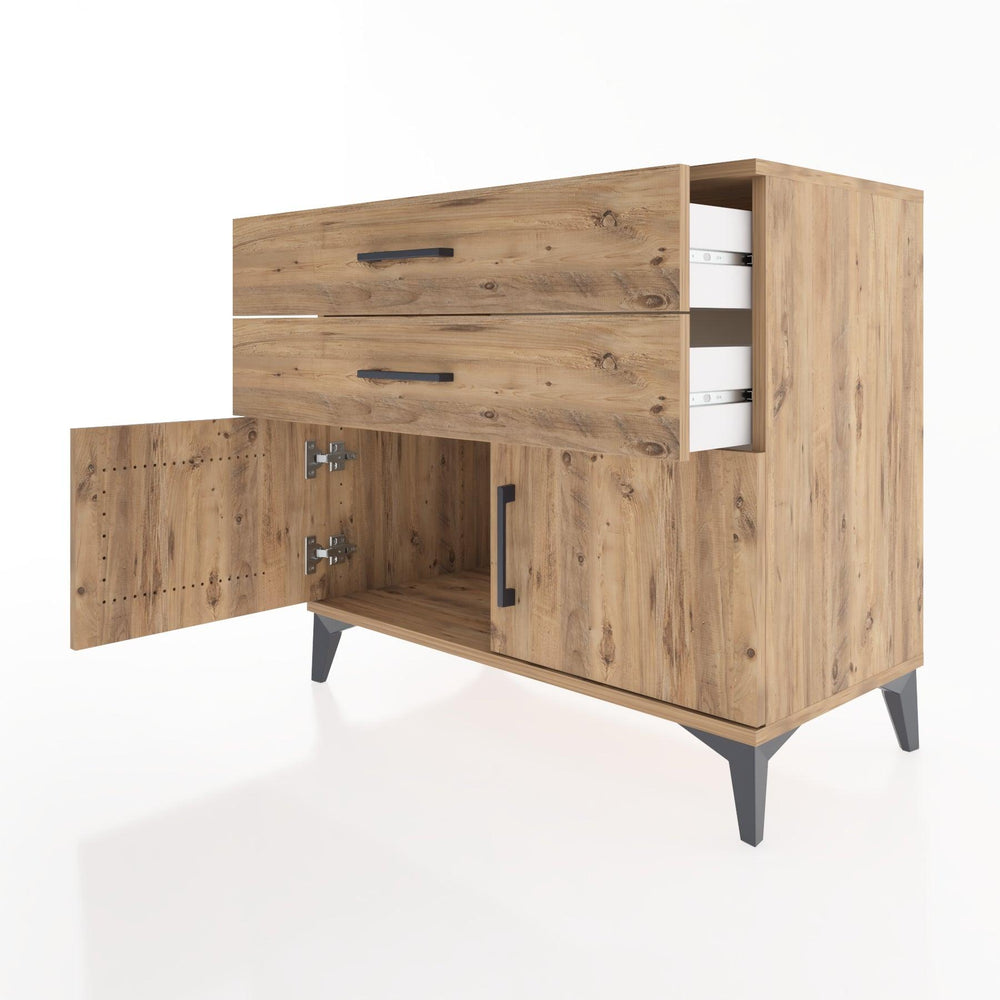 Woodntry Modüler Şifonyer Çam 88x44x68 cm Kapaklı ve Çekmeceli KC16-3