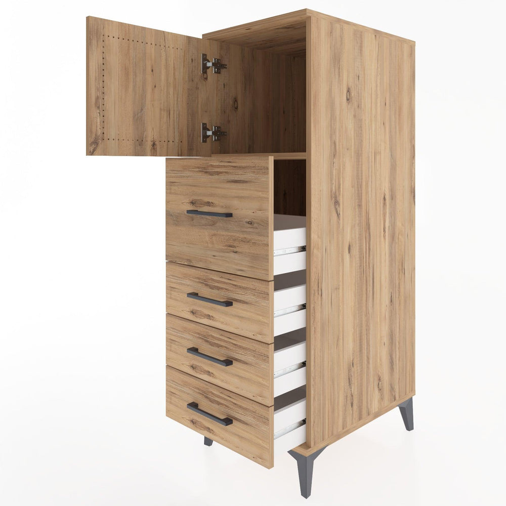 Woodntry Modular Cabinet Pine 44x30x122 cm with Doors and Drawers KC16-3