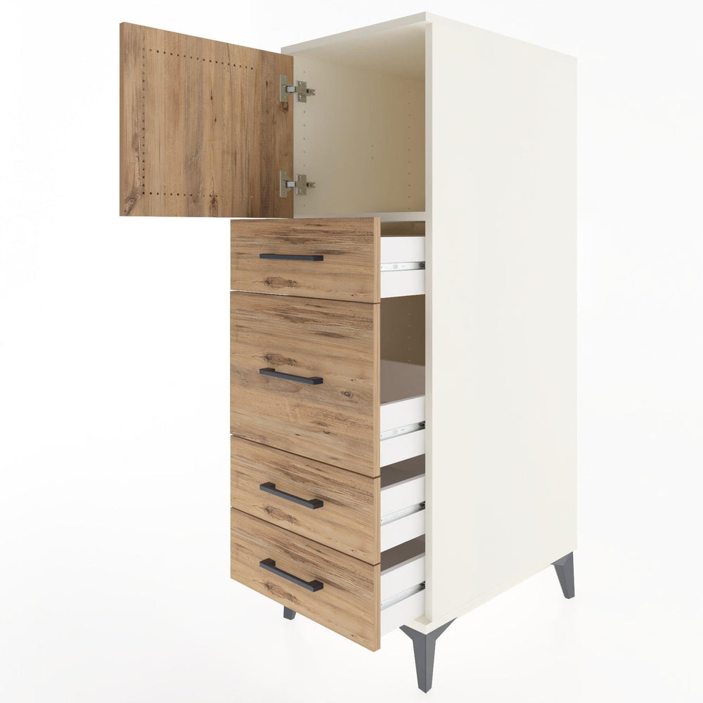 Woodntry Modüler Dolap Aytaşı 44x59x122 cm Kapaklı ve Çekmeceli KC17-1