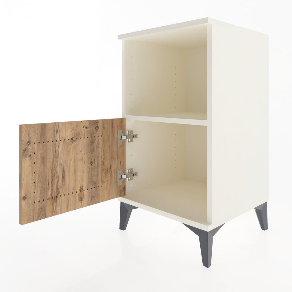 Woodntry Modular Nightstand Moonstone 44x44x68 cm with Cover and Shelf KR17-1