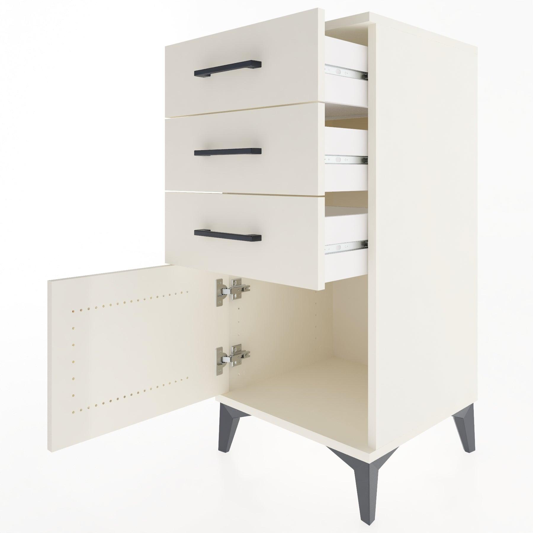 Woodntry Modular Nightstand Moonstone 44x44x84 cm with Cover and Drawer KC39-1