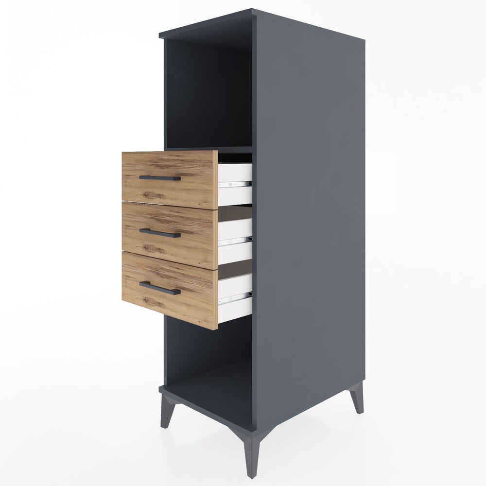 Woodntry Modüler Dolap Antrasit 44x59x122 cm Çekmeceli ve Raflı CR117-2