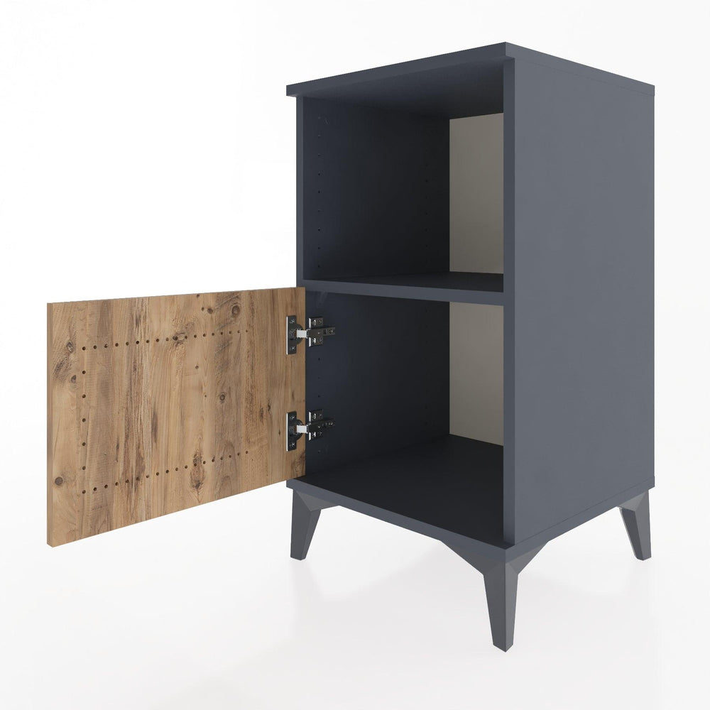 Woodntry Modular Nightstand Anthracite 44x44x68 cm with Cover and Shelf KR17-2