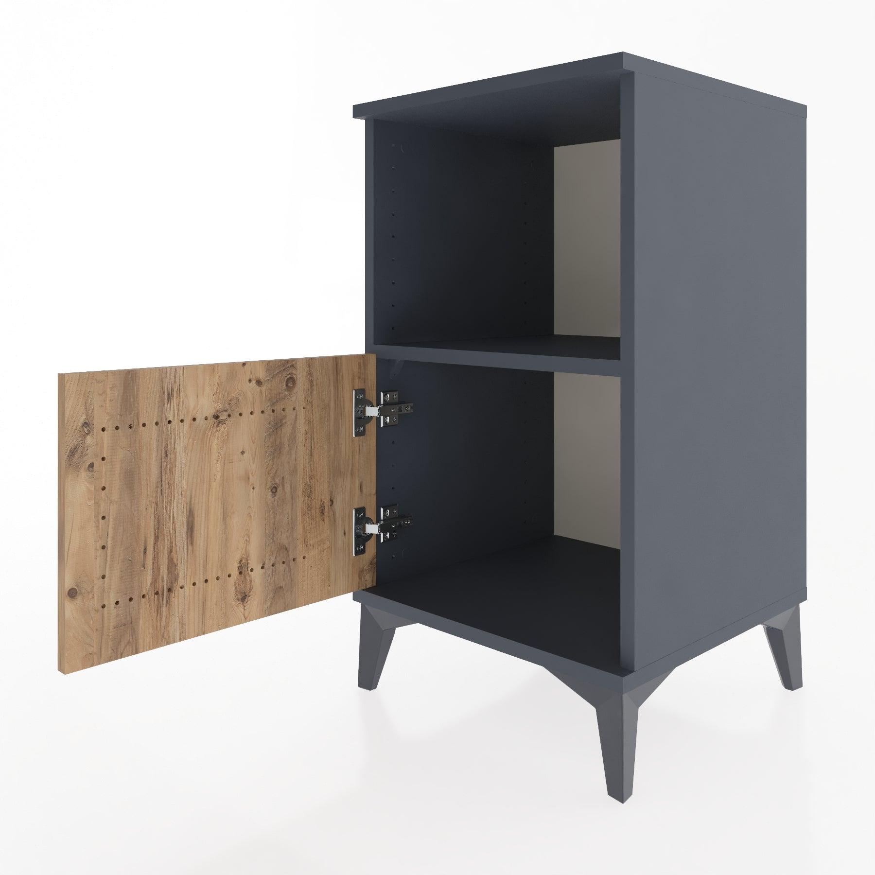 Woodntry Modular Nightstand Anthracite 44x44x68 cm with Cover and Shelf KR17-2