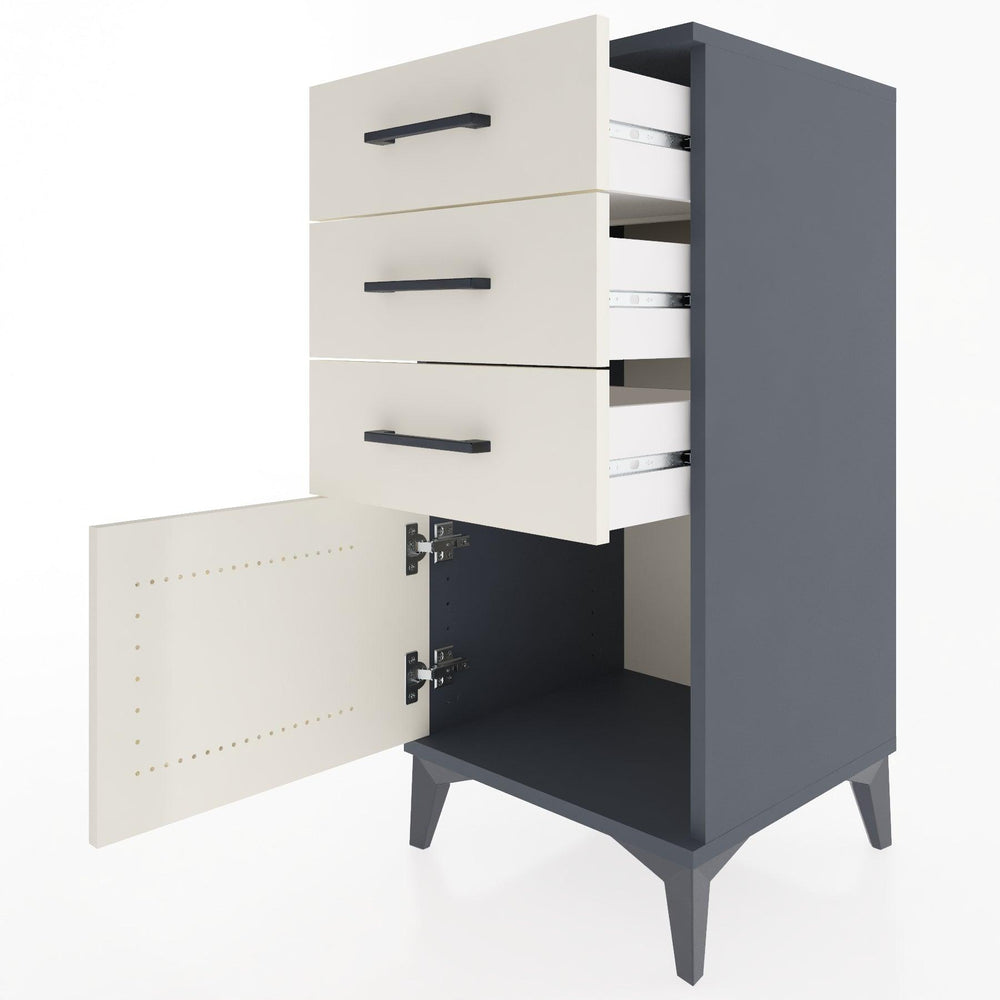 Woodntry Modular Nightstand Anthracite 44x44x84 cm with Cover and Drawer KC39-2