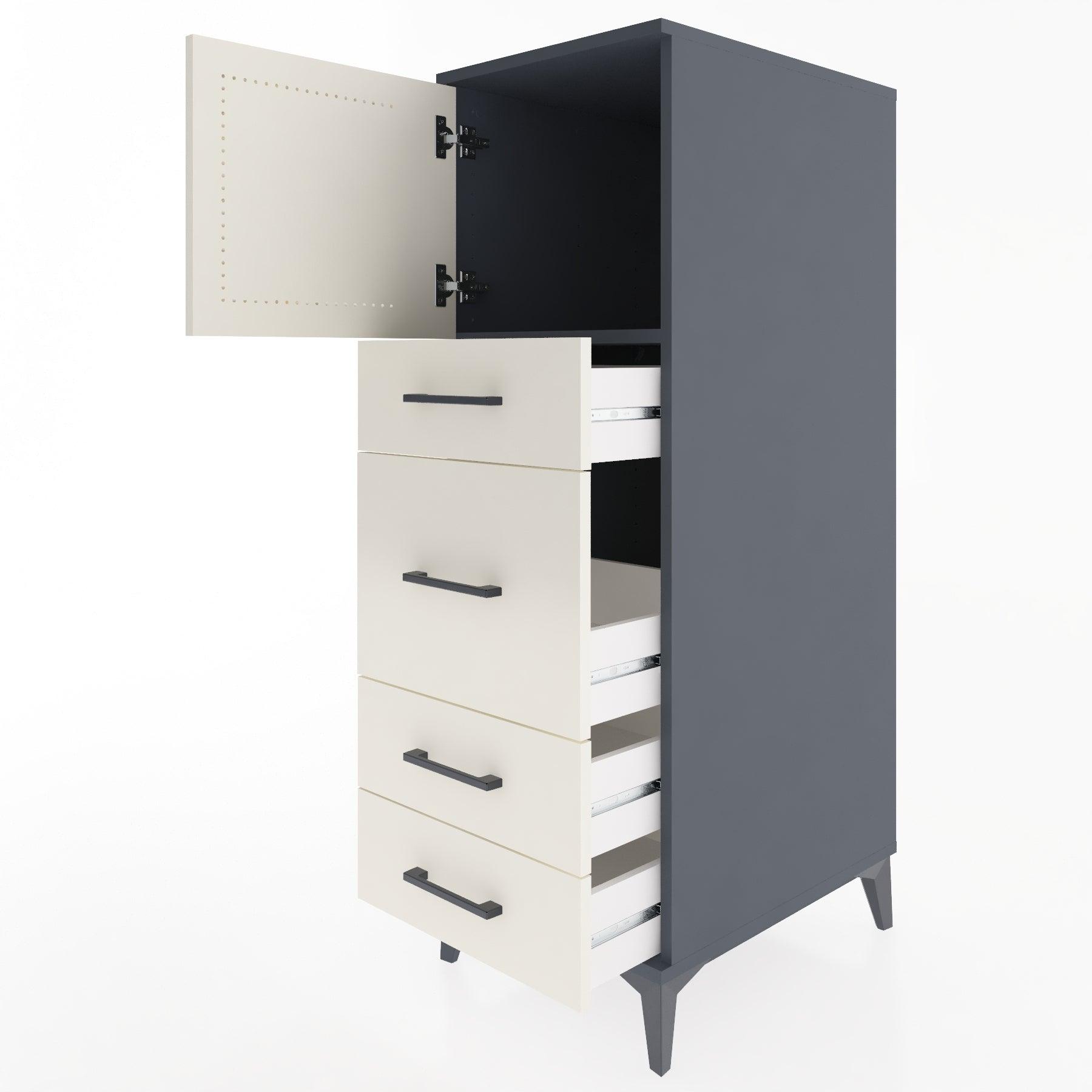 Woodntry Modular Cabinet Anthracite 44x30x122 cm with Doors and Drawers KC17-2