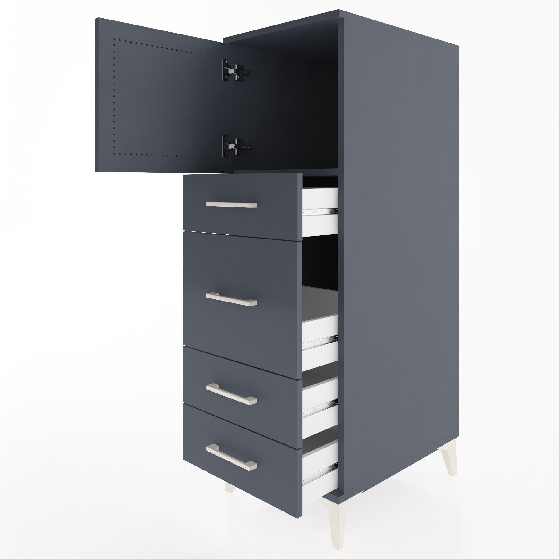 Woodntry Modular Cabinet Anthracite 44x30x122 cm with Doors and Drawers KC17-2