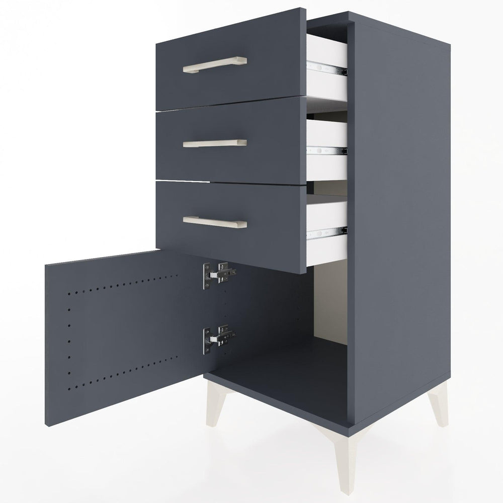 Woodntry Modular Nightstand Anthracite 44x44x84 cm with Cover and Drawer KC39-2