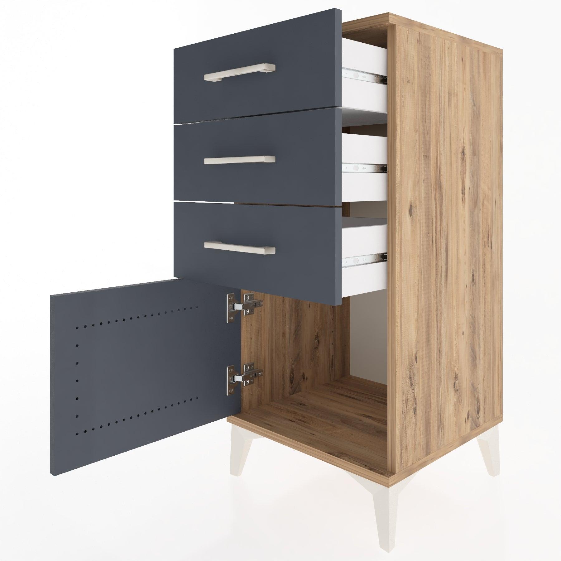 Woodntry Modular Nightstand Pine 44x44x84 cm with Cover and Drawer KC39-3