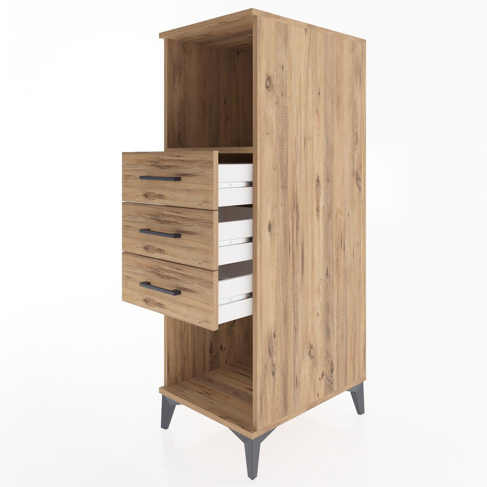 Woodntry Modüler Dolap Çam 44x59x122 cm Çekmeceli ve Raflı CR117-3