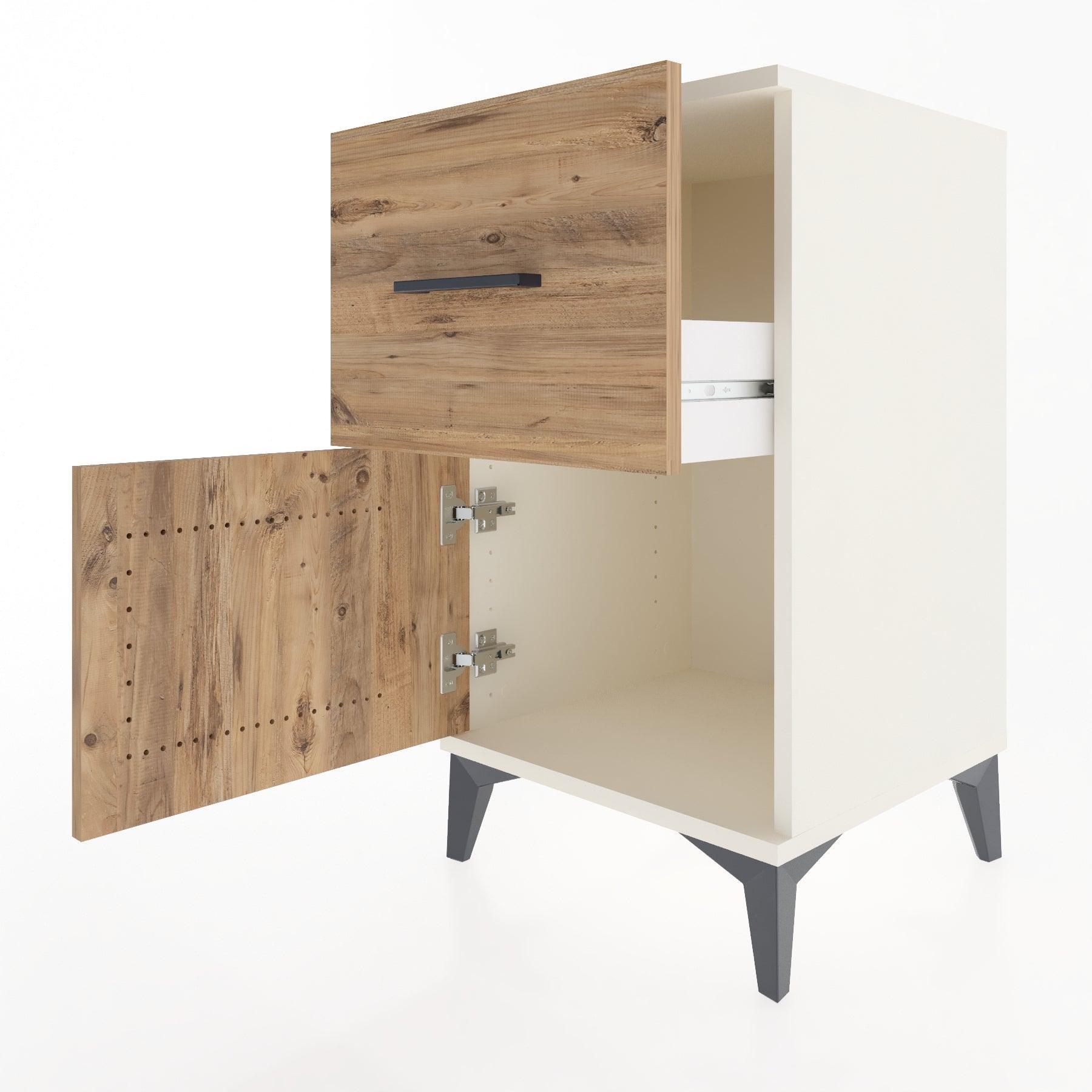 Woodntry Modular Nightstand Pine 44x44x68 cm with Cover and Drawer KC18-3