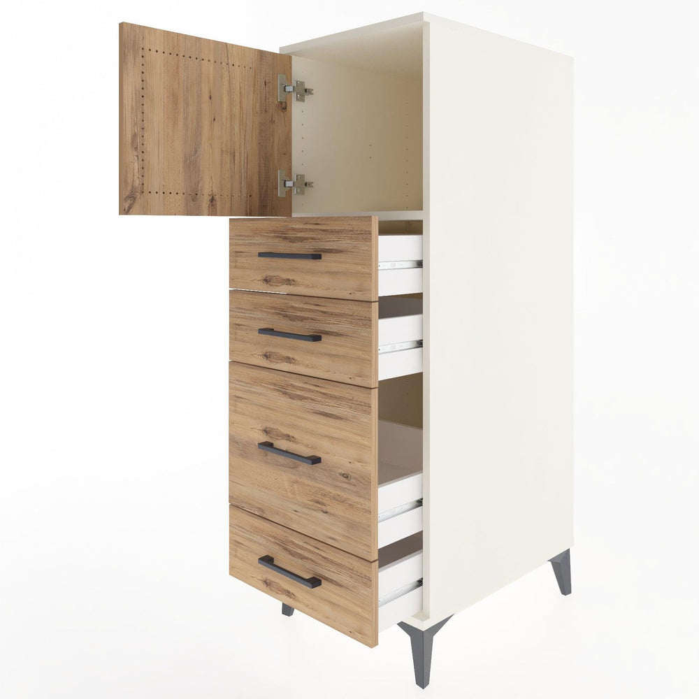 Woodntry Modüler Dolap Aytaşı 44x59x122 cm Kapaklı ve Çekmeceli KC18-1