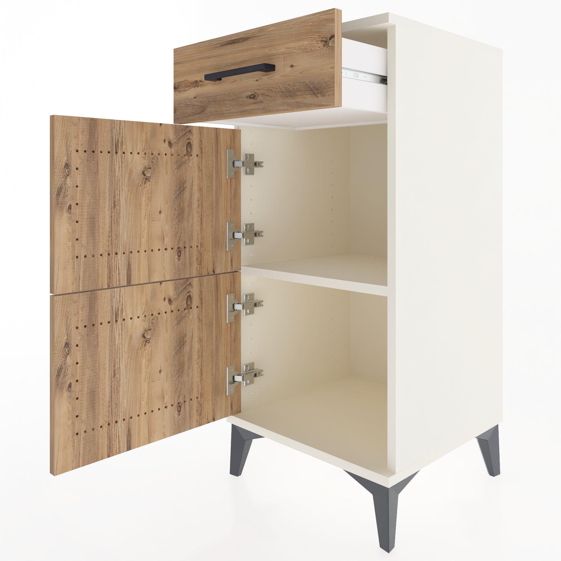 Woodntry Modular Nightstand Moonstone 44x44x84 cm with Cover and Drawer KC40-1
