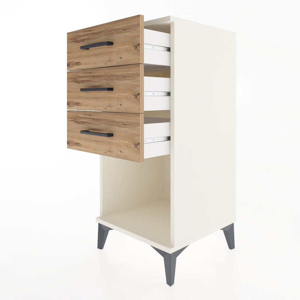 Woodntry Modular Nightstand Moonstone 44x44x84 cm with Drawer and Shelf CR18-1