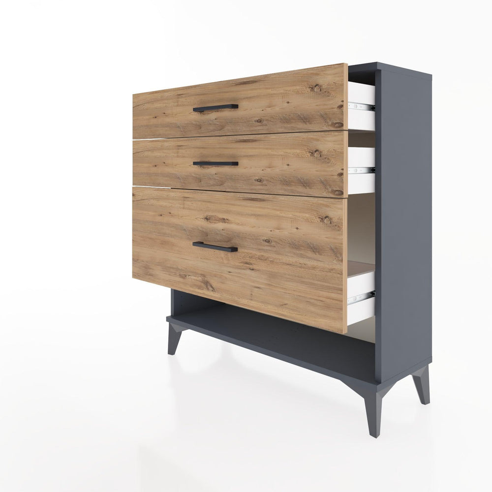 Woodntry Modüler Şifonyer Antrasit 88x30x84 cm Çekmeceli ve Raflı CR18-2