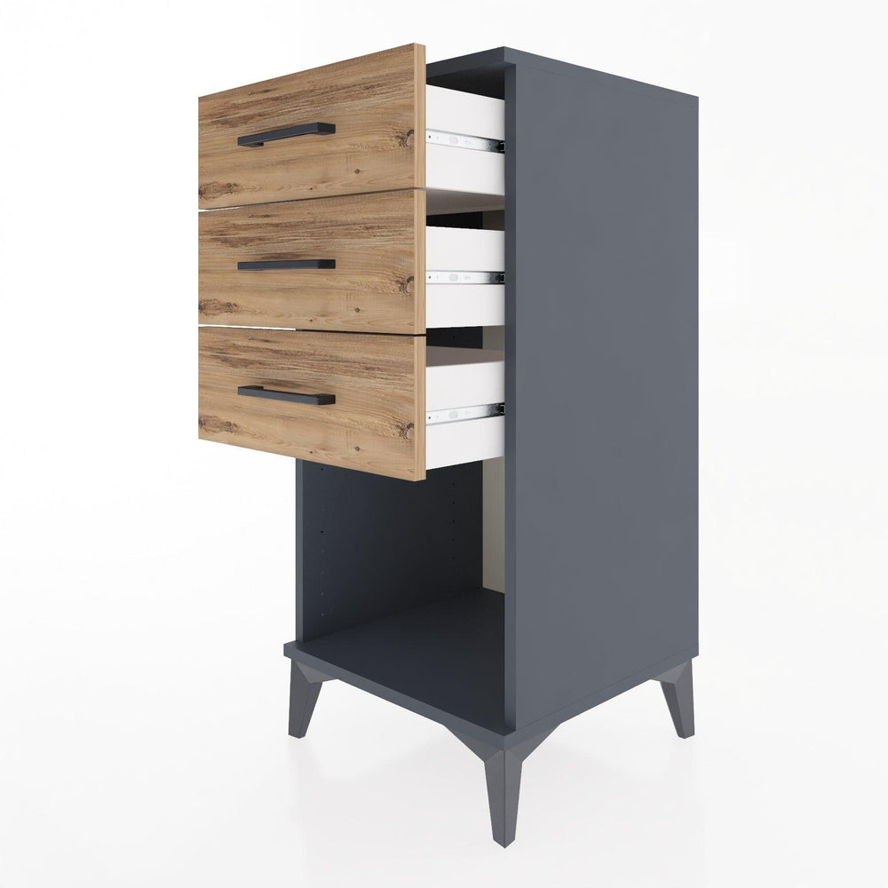 Woodntry Modular Nightstand Anthracite 44x44x84 cm with Drawers and Shelves CR18-2
