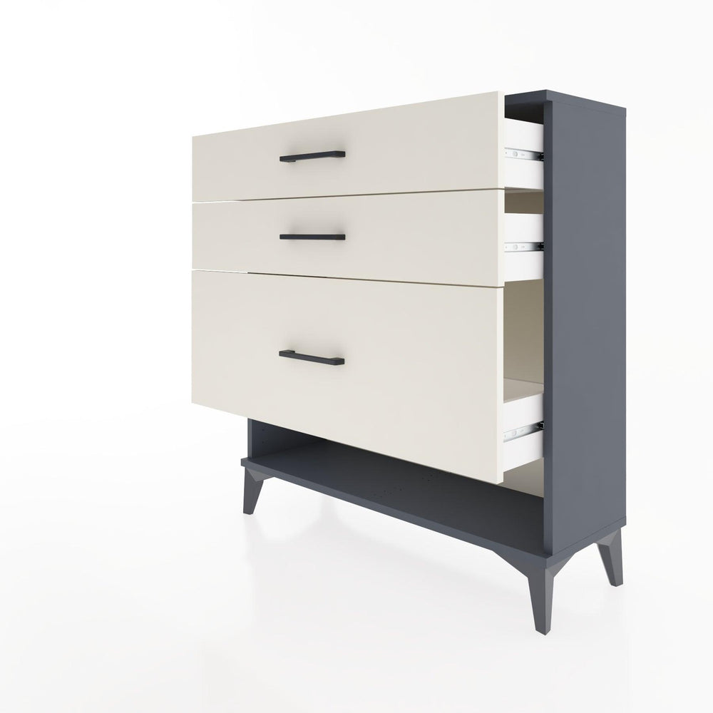 Woodntry Modüler Şifonyer Antrasit 88x30x84 cm Çekmeceli ve Raflı CR18-2