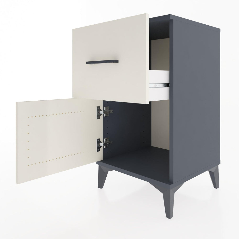 Woodntry Modular Nightstand Anthracite 44x44x68 cm with Cover and Drawer KC18-2