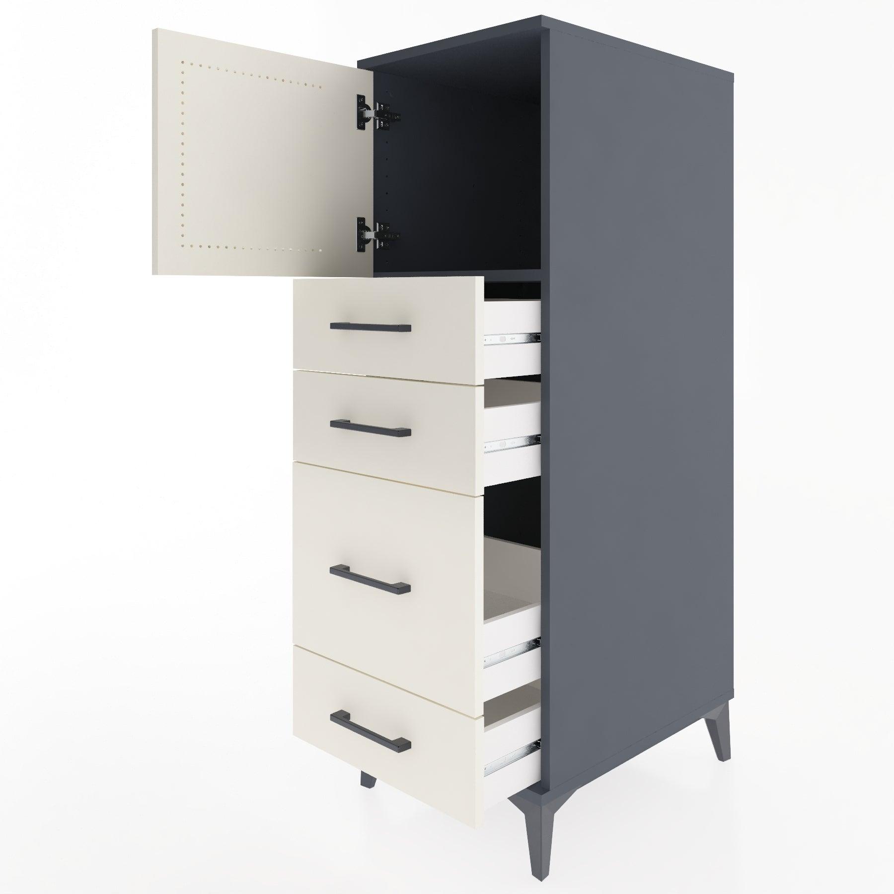 Woodntry Modular Cabinet Anthracite 44x30x122 cm with Doors and Drawers KC18-2