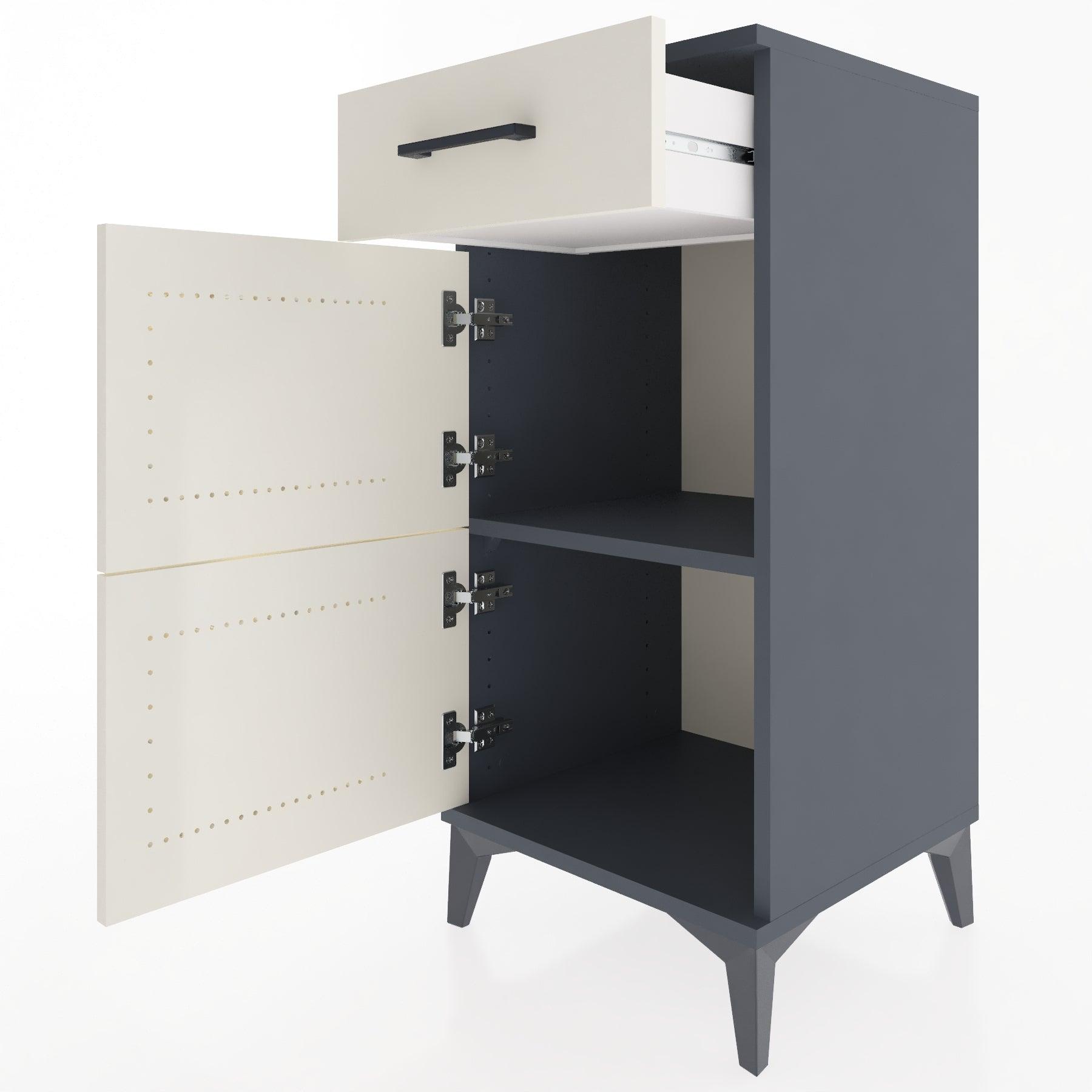 Woodntry Modular Nightstand Anthracite 44x44x84 cm with Cover and Drawer KC40-2