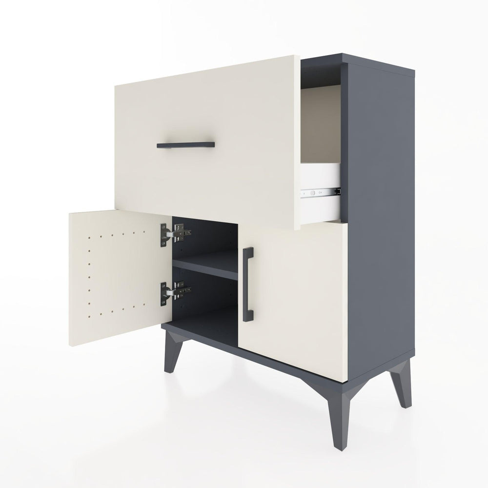 Woodntry Modüler Komodin Antrasit 60x30x68 cm Kapaklı ve Çekmeceli KC18-2