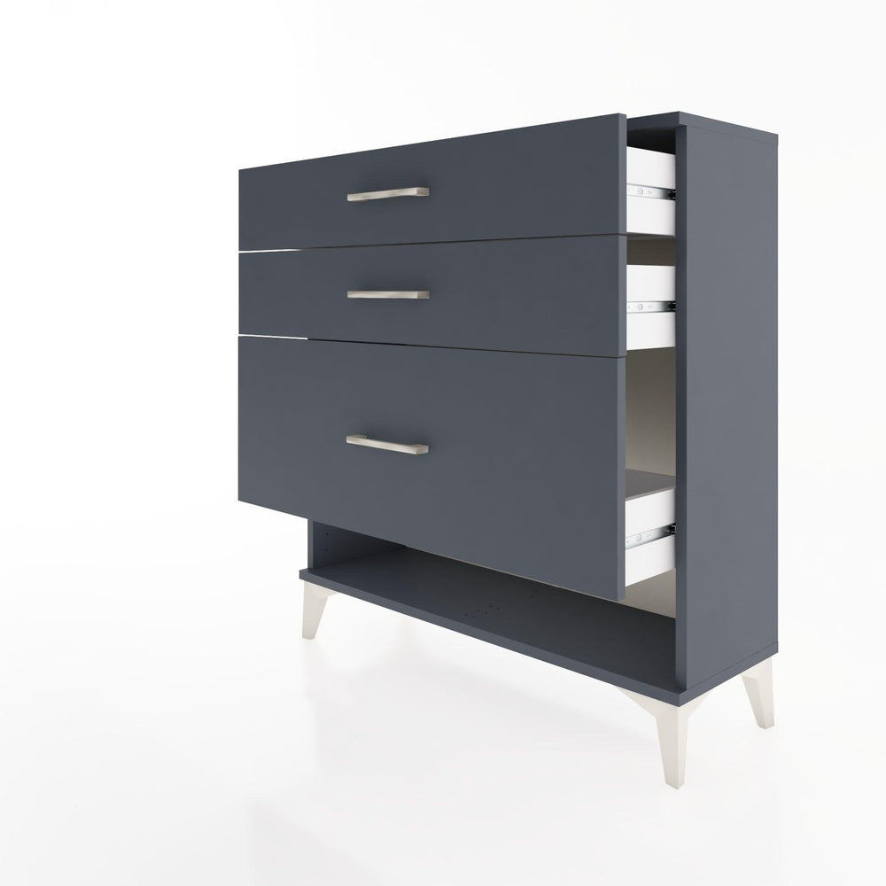 Woodntry Modüler Şifonyer Antrasit 88x30x84 cm Çekmeceli ve Raflı CR18-2