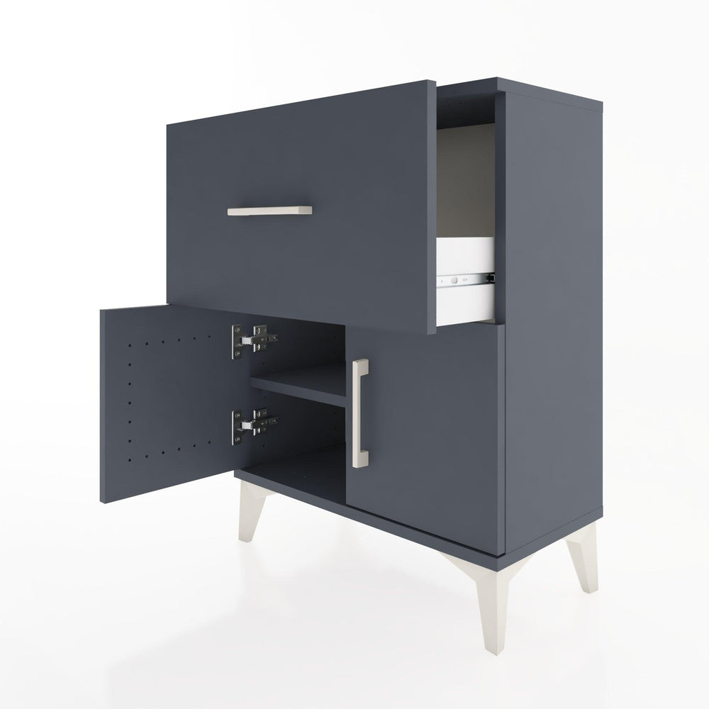 Woodntry Modüler Komodin Antrasit 60x30x68 cm Kapaklı ve Çekmeceli KC18-2