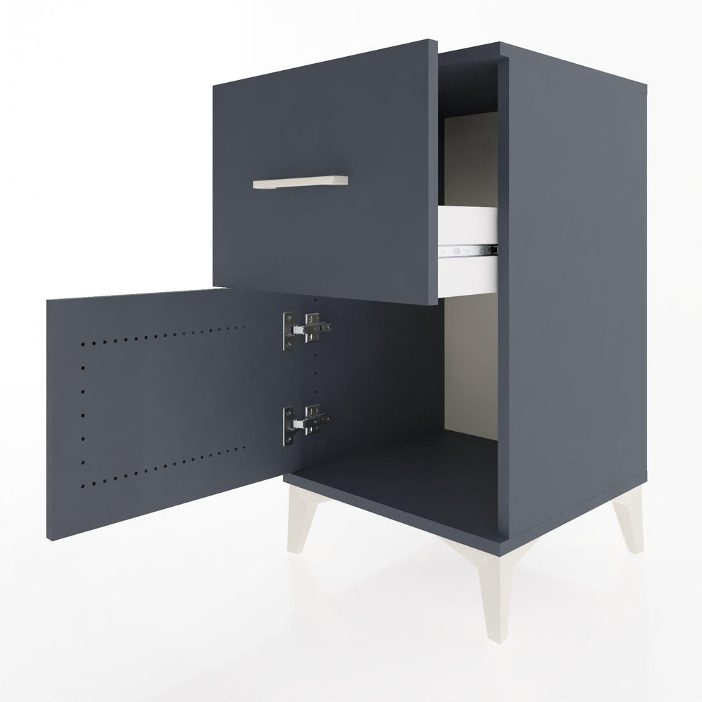 Woodntry Modular Nightstand Anthracite 44x44x68 cm with Cover and Drawer KC18-2