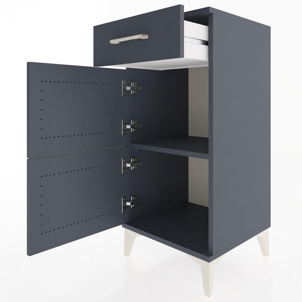 Woodntry Modüler Komodin Antrasit 44x44x84 cm Kapaklı ve Çekmeceli KC40-2