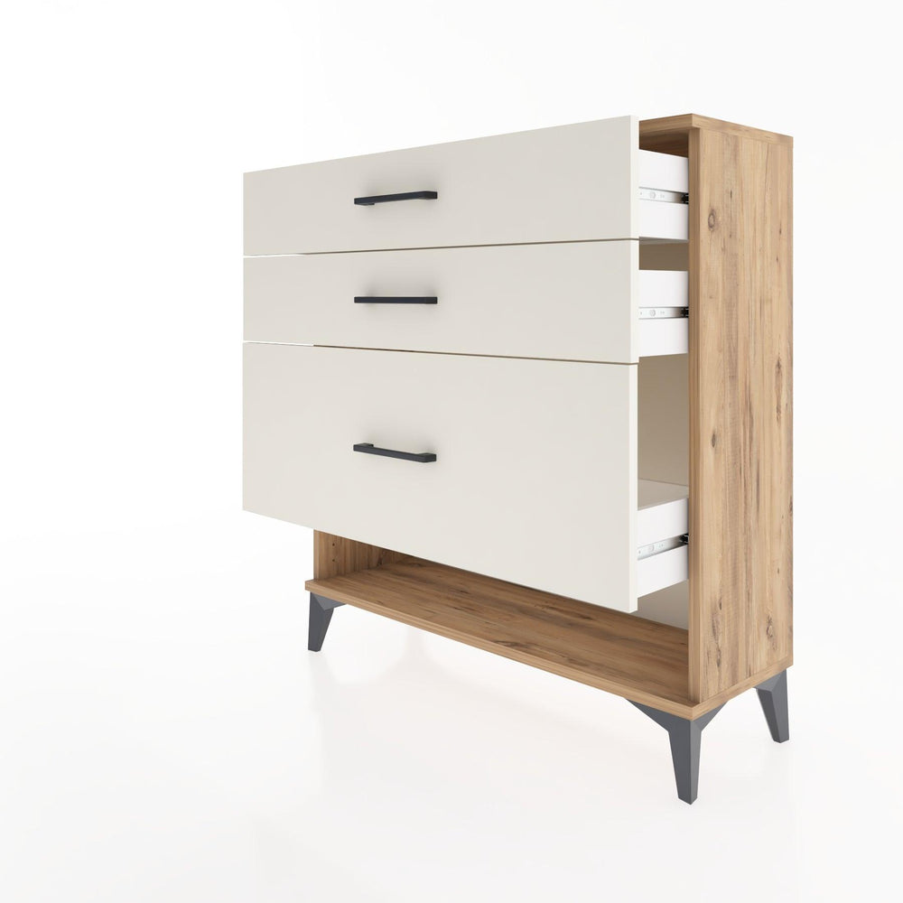 Woodntry Modüler Şifonyer Çam 88x30x84 cm Çekmeceli ve Raflı CR18-3