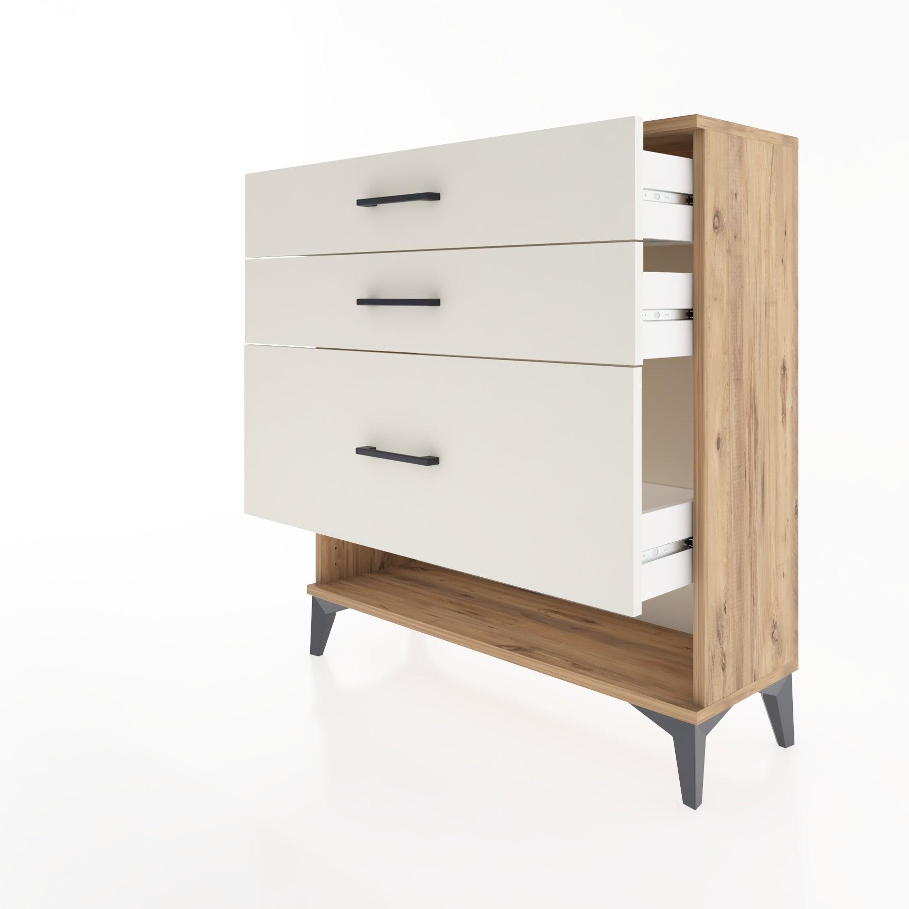 Woodntry Modular Dresser Pine 88x30x84 cm with Drawers and Shelves CR18-3