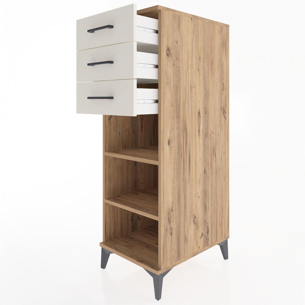 Woodntry Modüler Dolap Çam 44x30x122 cm Çekmeceli ve Raflı CR118-3